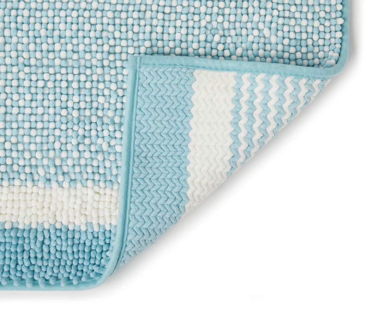 Aqua & White Stripe Chenille 2-Piece Bath Rug Set 5 Aqua & White Stripe Chenille 2-Piece Bath Rug Set - Image 3