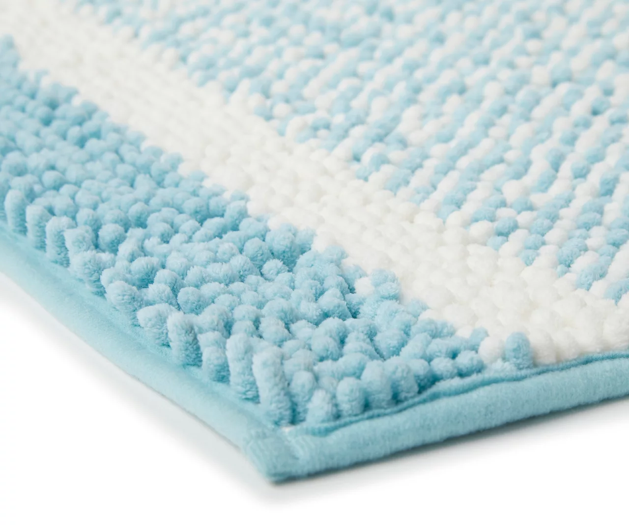 Aqua & White Stripe Chenille 2-Piece Bath Rug Set 6 Aqua & White Stripe Chenille 2-Piece Bath Rug Set - Image 4