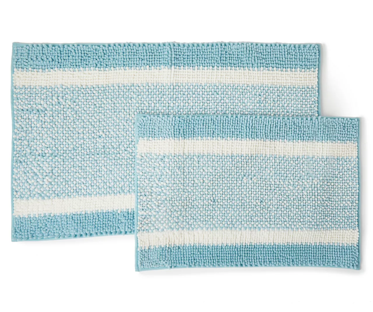 Aqua & White Stripe Chenille 2-Piece Bath Rug Set 3 Aqua & White Stripe Chenille 2-Piece Bath Rug Set