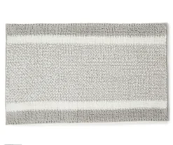 Light Gray & White Stripe Chenille 2-Piece Bath Rug Set -DHP Sales Store 810489321 1