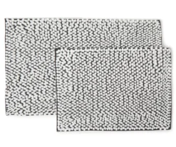 Dark Gray & White Chenille 2-Piece Bath Rug Set