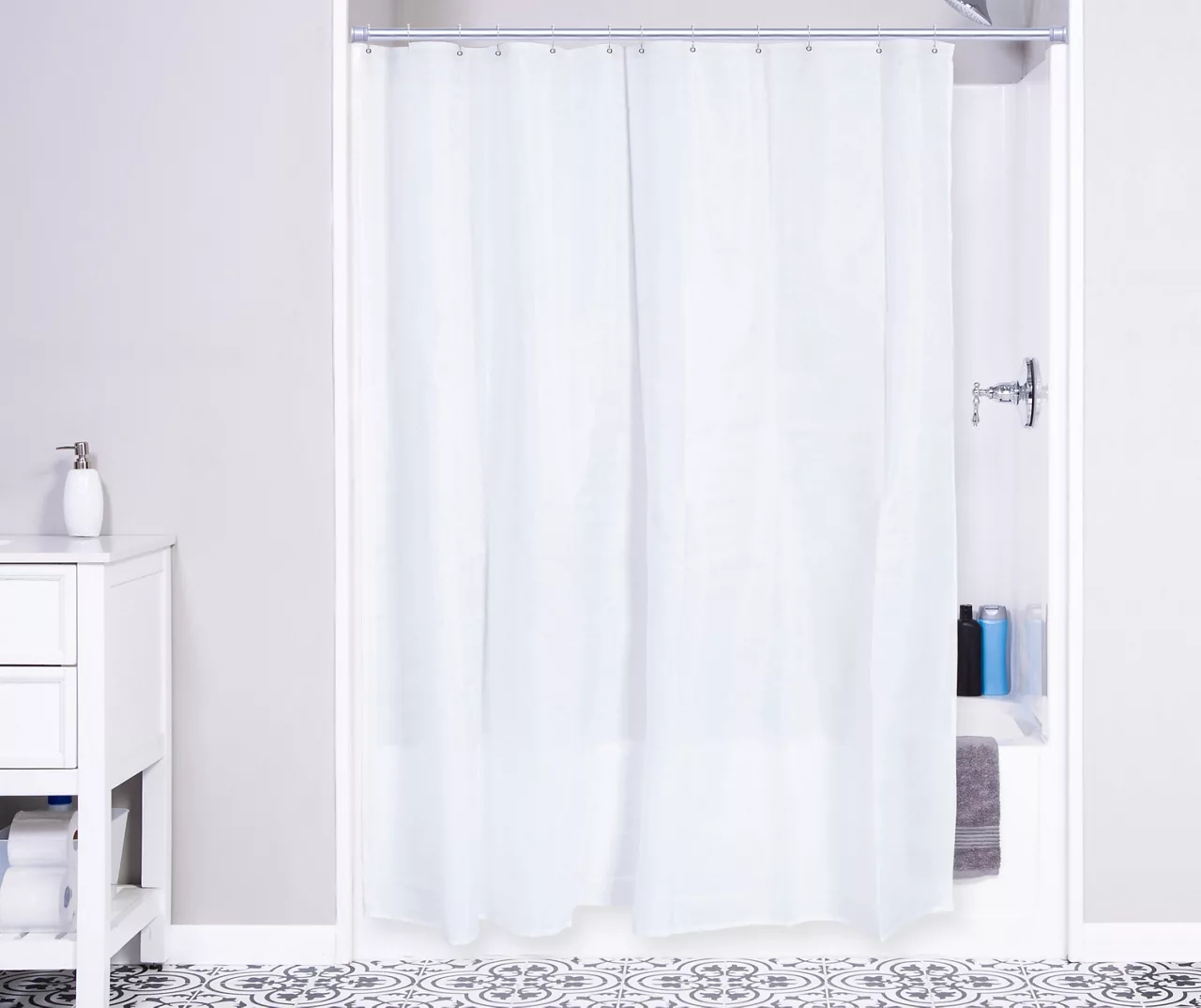 White MicroCLEAN Antimicrobial Fabric Shower Curtain 3 White MicroCLEAN Antimicrobial Fabric Shower Curtain