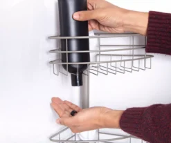 Brushed Nickel 4-Way Adjustable Corner Pole Caddy -DHP Sales Store 810504133 9