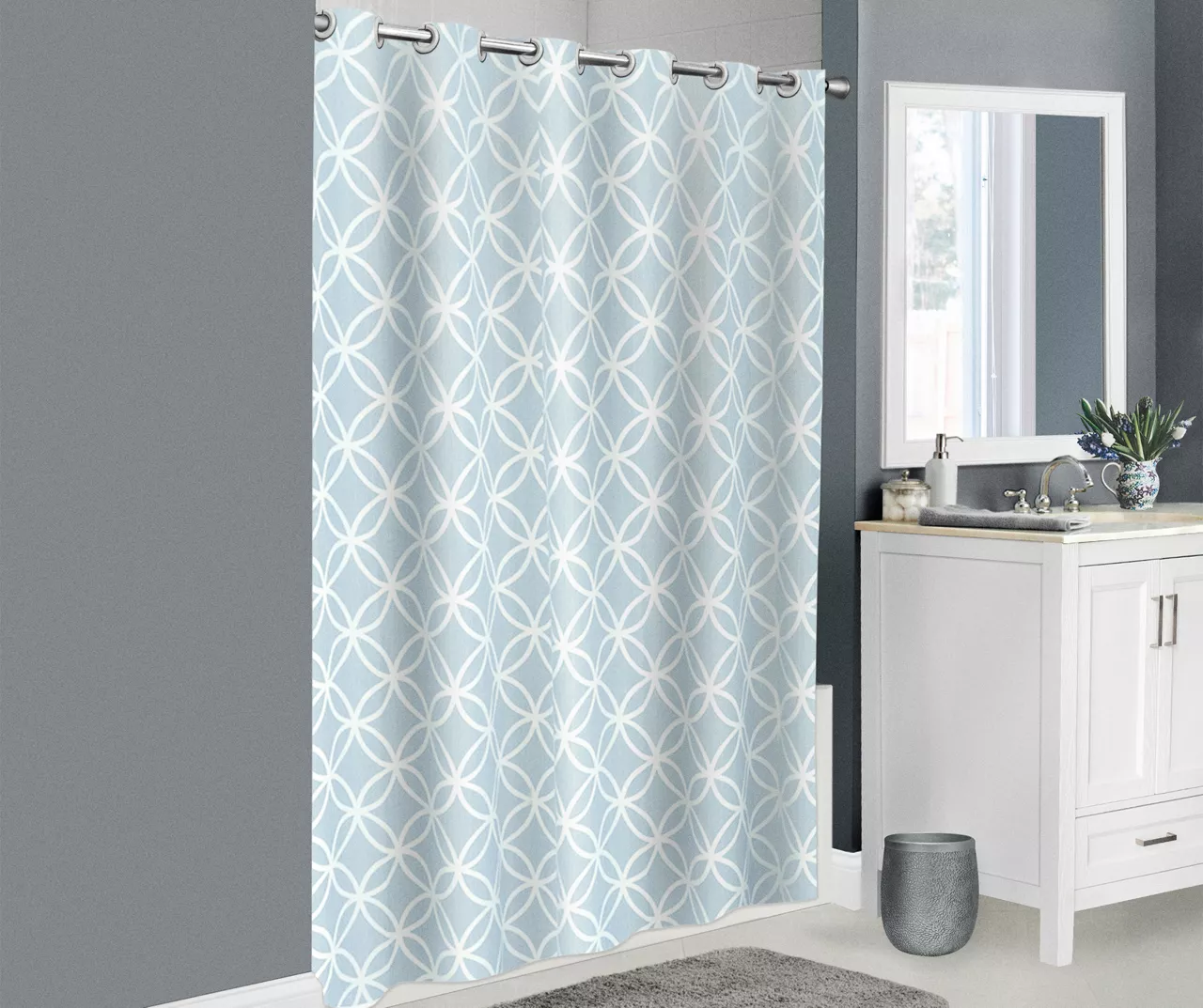 Emma Blue EZ Hang Shower Curtain 4 Emma Blue EZ Hang Shower Curtain - Image 2