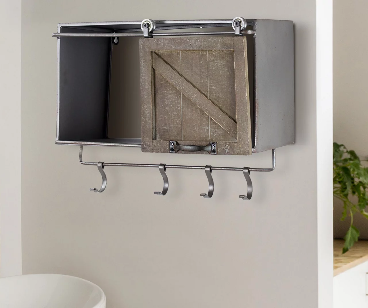 Rustic Sliding Barn Door Storage Rack 4 Rustic Sliding Barn Door Storage Rack - Image 2