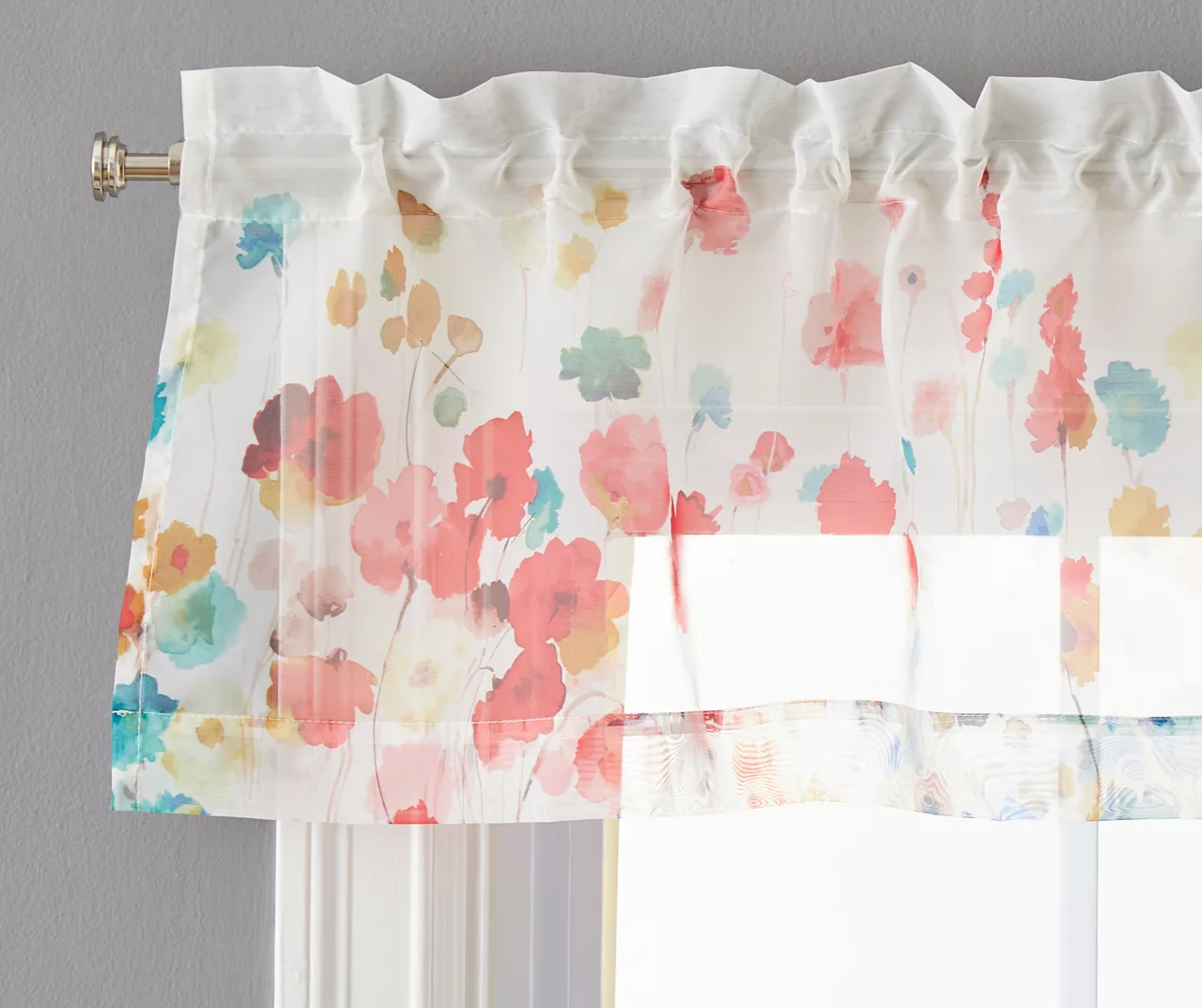 Maggie Floral Valance & Tier 3-Piece Curtain Set 4 Maggie Floral Valance & Tier 3-Piece Curtain Set - Image 2