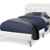 White Tufted Faux Leather Twin Upholstered Platform Bed -DHP Sales Store 810512926 2