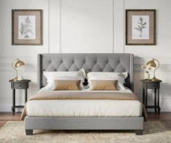 Gray Upholstered Shelter Wingback Queen Bed 25 Gray Upholstered Shelter Wingback Queen Bed -DHP Sales Store 810513491 5