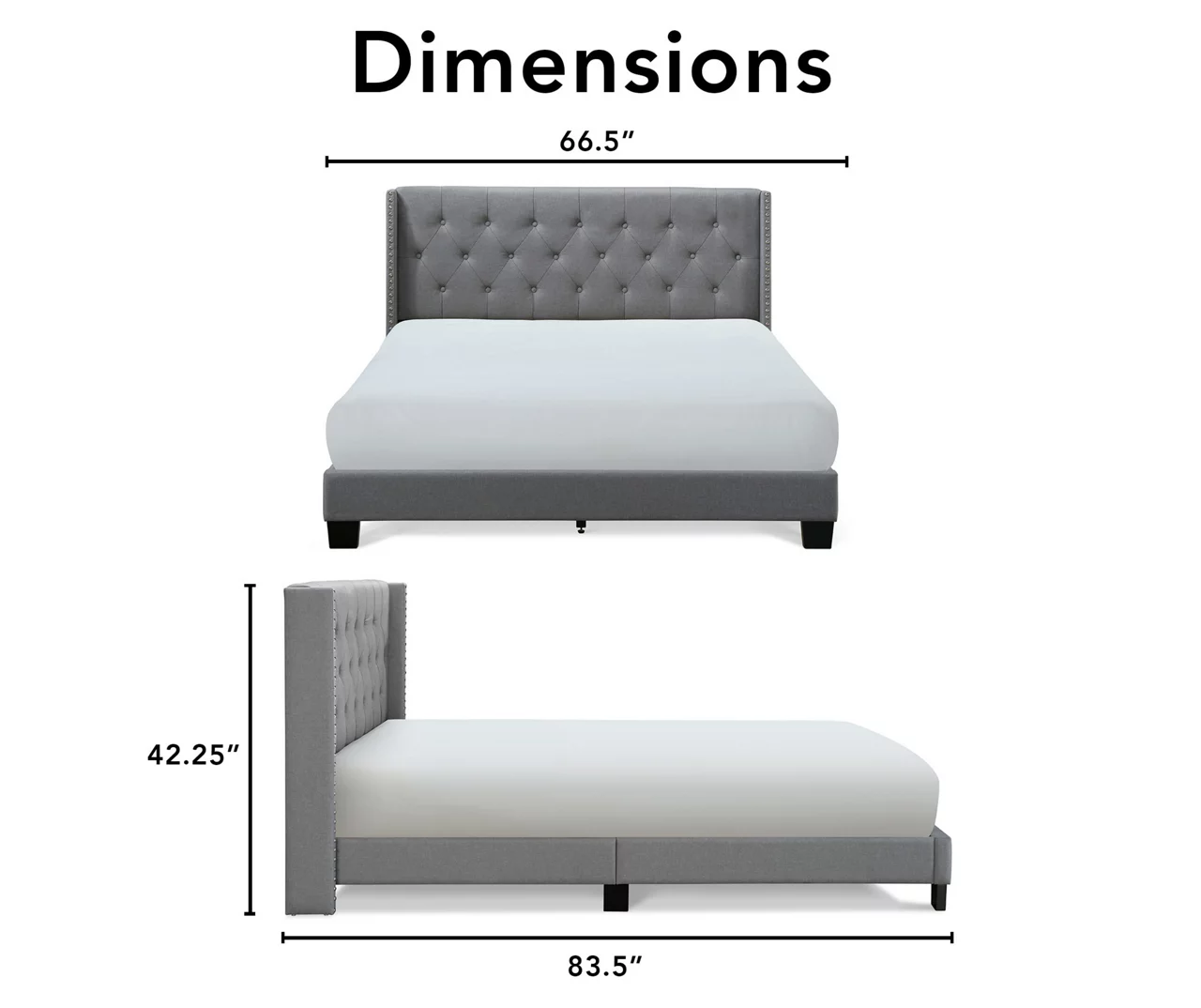 Gray Upholstered Shelter Wingback Queen Bed 8 Gray Upholstered Shelter Wingback Queen Bed - Image 6
