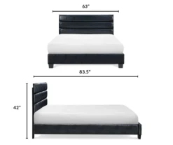 Black Hudson Queen Leather Upholstered Bed -DHP Sales Store 810513493 6