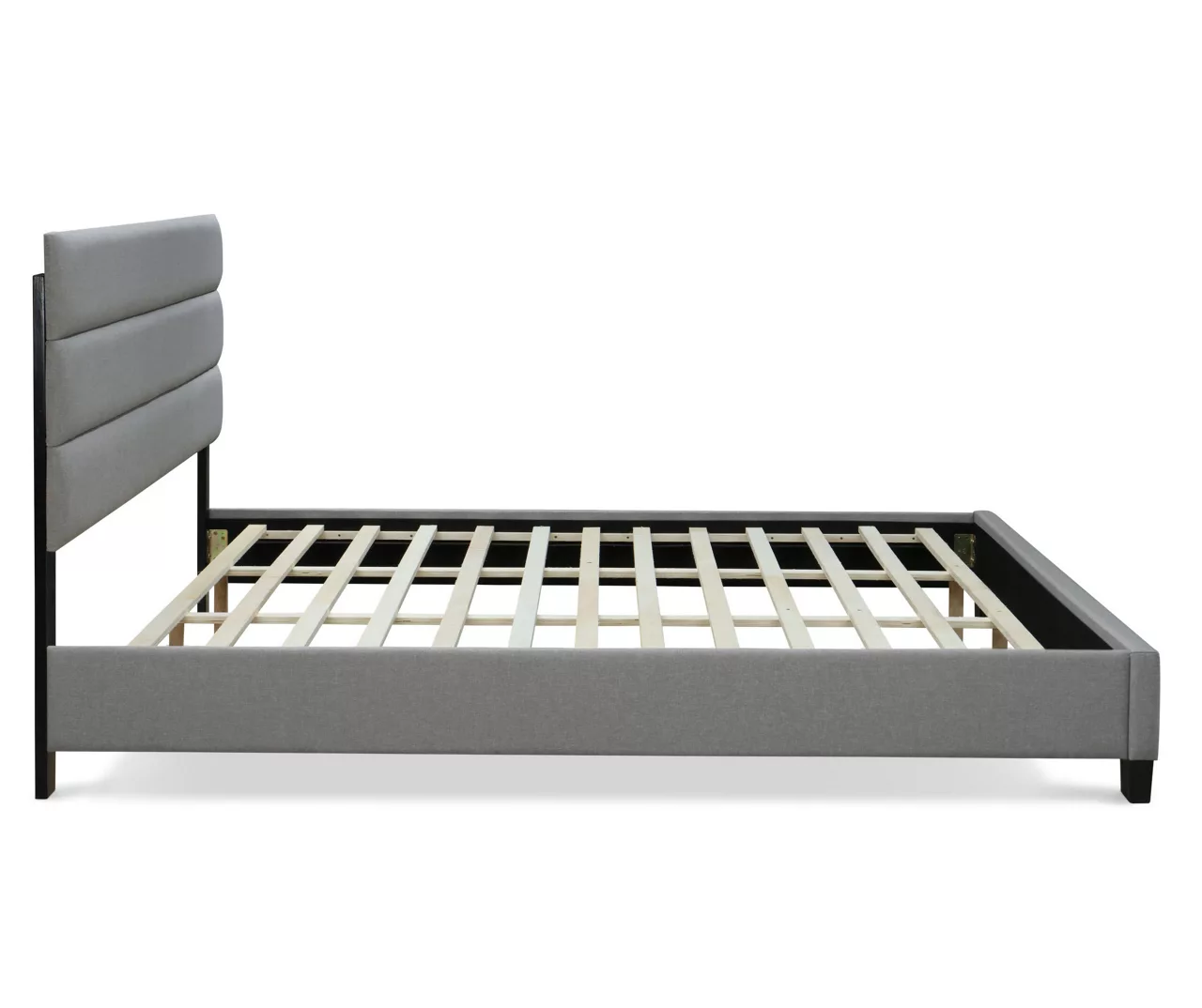 Gray Hudson King Upholstered Linen Fabric Bed 5 Gray Hudson King Upholstered Linen Fabric Bed - Image 3