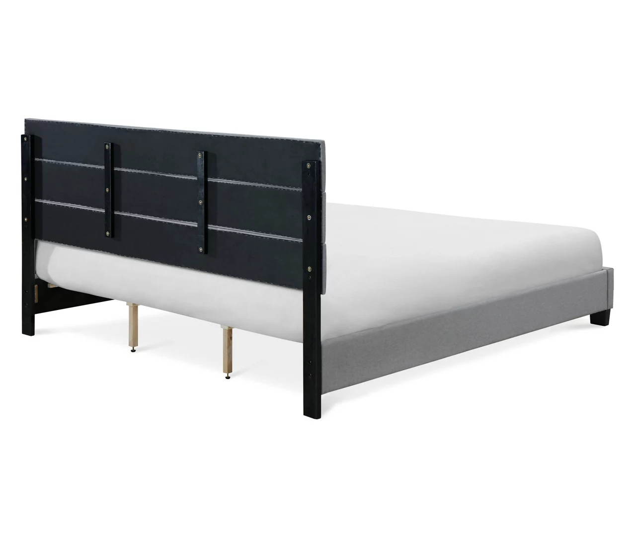 Gray Hudson King Upholstered Linen Fabric Bed 10 Gray Hudson King Upholstered Linen Fabric Bed - Image 8