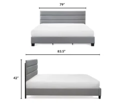 Gray Hudson King Upholstered Linen Fabric Bed 30 Gray Hudson King Upholstered Linen Fabric Bed -DHP Sales Store 810513494 6