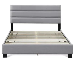 Gray Hudson Queen Upholstered Linen Fabric Bed -DHP Sales Store 810513495 10