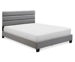 Gray Hudson Queen Upholstered Linen Fabric Bed -DHP Sales Store 810513495 2