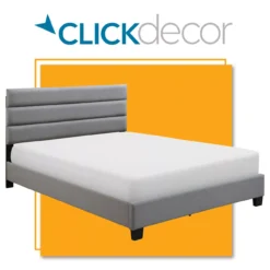 Gray Hudson Queen Upholstered Linen Fabric Bed -DHP Sales Store 810513495