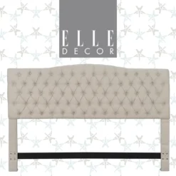 Beige Celeste Upholstered Linen King Headboard -DHP Sales Store 810513532