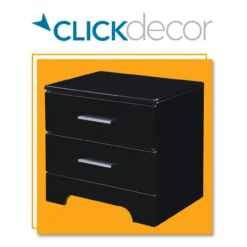 Black Hudson 2-Drawer Wood Nightstand -DHP Sales Store 810513557