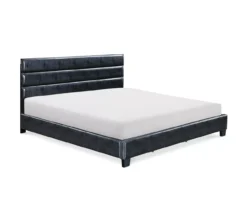 Black Channel Tufted King Upholstered Bed Frame -DHP Sales Store 810513588 2