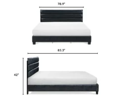 Black Channel Tufted King Upholstered Bed Frame -DHP Sales Store 810513588 6