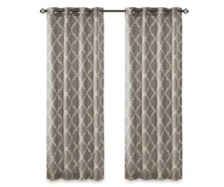 Sereno Fretwork Gray Light-Filtering Grommet Curtain Panel, (95") 25 Sereno Fretwork Gray Light-Filtering Grommet Curtain Panel, (95") -DHP Sales Store 810517992 810517993 810517994 11