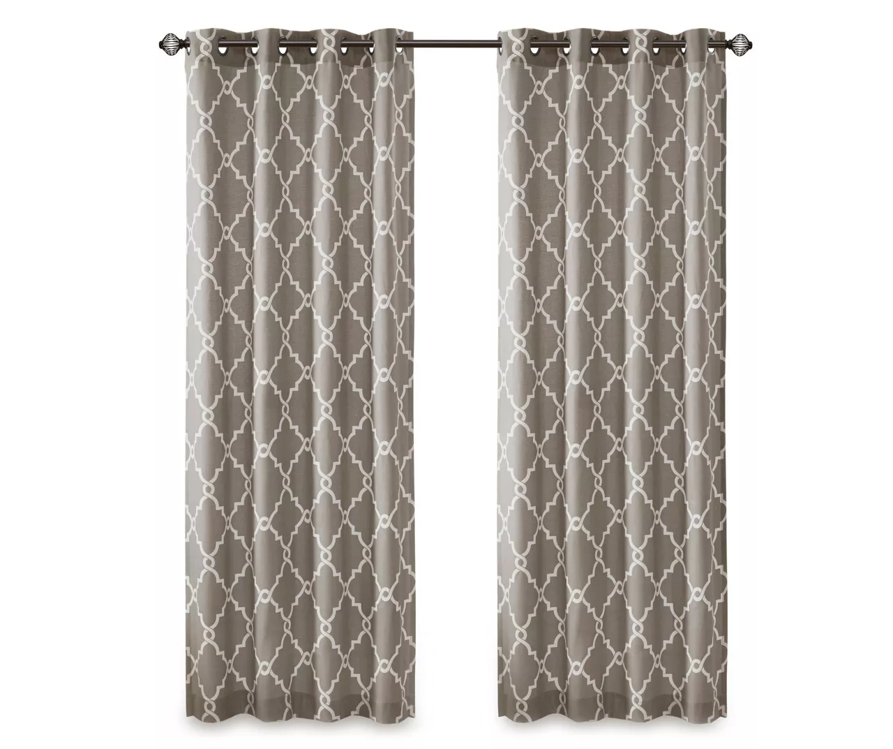 Sereno Fretwork Gray Light-Filtering Grommet Curtain Panel, (95") 14 Sereno Fretwork Gray Light-Filtering Grommet Curtain Panel, (95") - Image 12