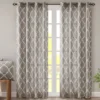 Sereno Fretwork Gray Light-Filtering Grommet Curtain Panel, (84") 1 Sereno Fretwork Gray Light-Filtering Grommet Curtain Panel, (84") -DHP Sales Store 810517992 810517993 810517994 13