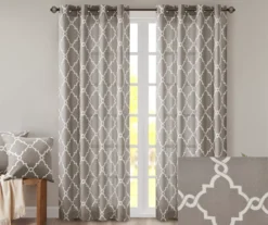 Sereno Fretwork Gray Light-Filtering Grommet Curtain Panel, (63") -DHP Sales Store 810517992 810517993 810517994 2 2