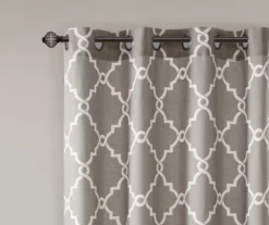 Sereno Fretwork Gray Light-Filtering Grommet Curtain Panel, (84") -DHP Sales Store 810517992 810517993 810517994 3 1