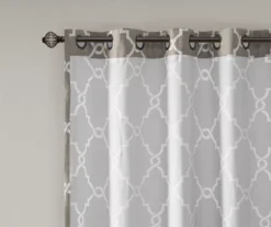 Sereno Fretwork Gray Light-Filtering Grommet Curtain Panel, (84") -DHP Sales Store 810517992 810517993 810517994 4 1