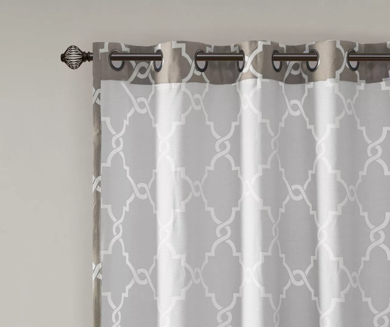Sereno Fretwork Gray Light-Filtering Grommet Curtain Panel, (95") 7 Sereno Fretwork Gray Light-Filtering Grommet Curtain Panel, (95") - Image 5