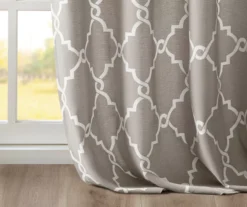 Sereno Fretwork Gray Light-Filtering Grommet Curtain Panel, (95") 19 Sereno Fretwork Gray Light-Filtering Grommet Curtain Panel, (95") -DHP Sales Store 810517992 810517993 810517994 5