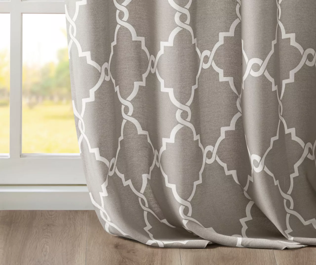 Sereno Fretwork Gray Light-Filtering Grommet Curtain Panel, (95") 8 Sereno Fretwork Gray Light-Filtering Grommet Curtain Panel, (95") - Image 6
