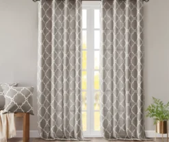 Sereno Fretwork Gray Light-Filtering Grommet Curtain Panel, (63") -DHP Sales Store 810517992 810517993 810517994 7 2