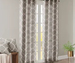 Sereno Fretwork Gray Light-Filtering Grommet Curtain Panel, (84") -DHP Sales Store 810517992 810517993 810517994 8 1
