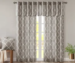 Sereno Fretwork Gray Light-Filtering Grommet Curtain Panel, (84") -DHP Sales Store 810517992 810517993 810517994 9 1