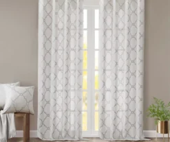Sereno Fretwork Ivory Light-Filtering Grommet Curtain Panel, (84") -DHP Sales Store 810517995 810517996 810517998 7 1