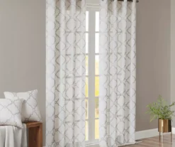 Sereno Fretwork Ivory Light-Filtering Grommet Curtain Panel, (95") -DHP Sales Store 810517995 810517996 810517998 8