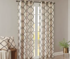 Sereno Fretwork Khaki Light-Filtering Grommet Curtain Panel, (63") -DHP Sales Store 810518000 810518001 810518002 1 2