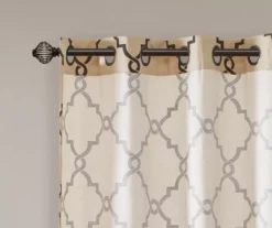 Sereno Fretwork Khaki Light-Filtering Grommet Curtain Panel, (95") -DHP Sales Store 810518000 810518001 810518002 4