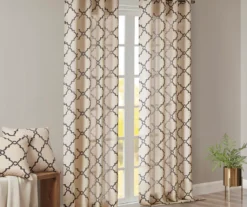 Sereno Fretwork Khaki Light-Filtering Grommet Curtain Panel, (95") -DHP Sales Store 810518000 810518001 810518002 8