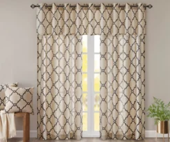 Sereno Fretwork Khaki Light-Filtering Grommet Curtain Panel, (84") -DHP Sales Store 810518000 810518001 810518002 9 1