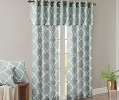 Sereno Fretwork Seafoam Light-Filtering Grommet Curtain Panel, (84") -DHP Sales Store 810518004 810518005 810518006 10 2