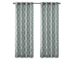 Sereno Fretwork Seafoam Light-Filtering Grommet Curtain Panel, (95") 25 Sereno Fretwork Seafoam Light-Filtering Grommet Curtain Panel, (95") -DHP Sales Store 810518004 810518005 810518006 11