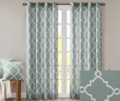 Sereno Fretwork Seafoam Light-Filtering Grommet Curtain Panel, (84") -DHP Sales Store 810518004 810518005 810518006 2 2