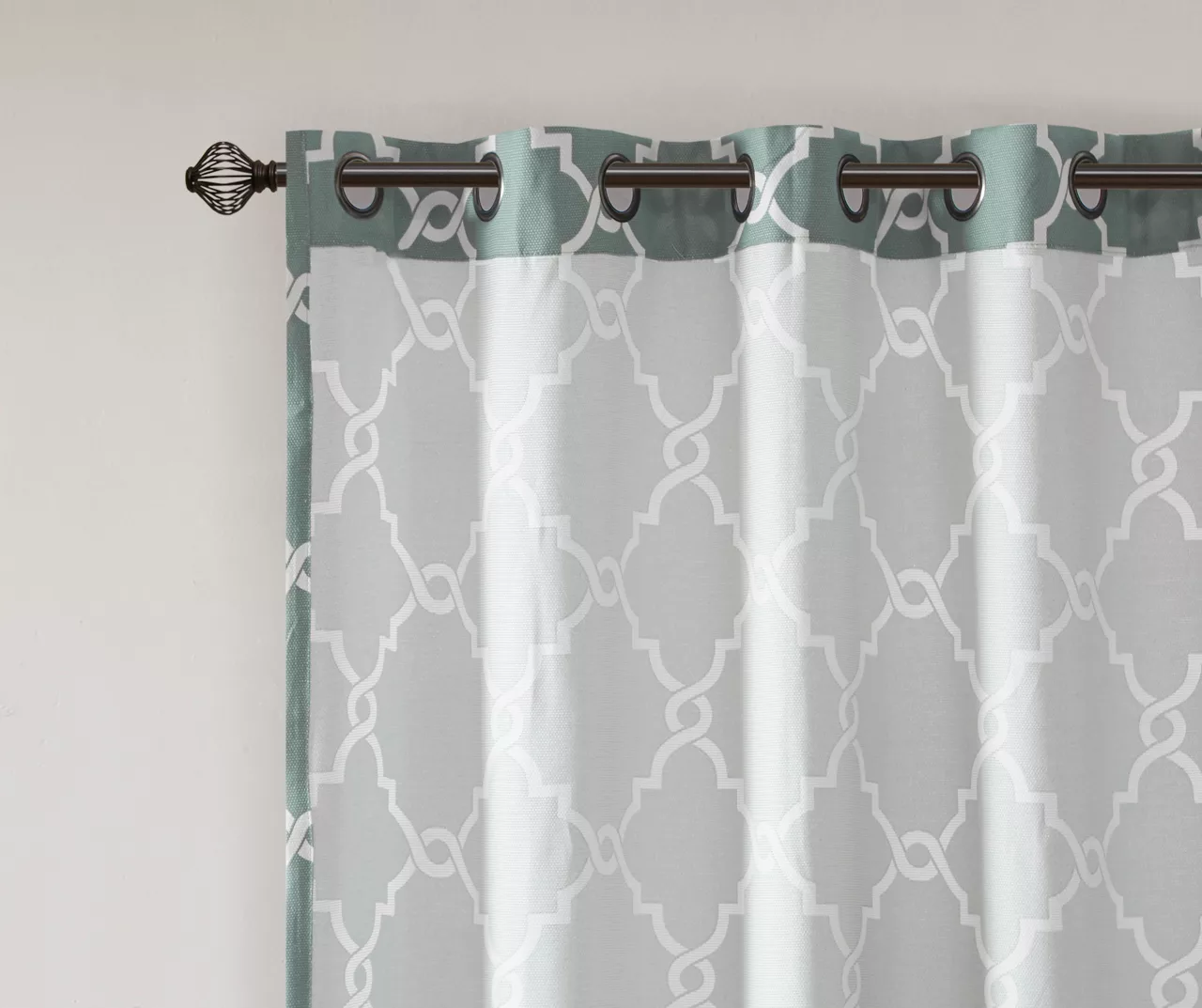 Sereno Fretwork Seafoam Light-Filtering Grommet Curtain Panel, (95") 7 Sereno Fretwork Seafoam Light-Filtering Grommet Curtain Panel, (95") - Image 5