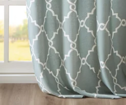 Sereno Fretwork Seafoam Light-Filtering Grommet Curtain Panel, (95") 19 Sereno Fretwork Seafoam Light-Filtering Grommet Curtain Panel, (95") -DHP Sales Store 810518004 810518005 810518006 5