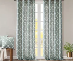 Sereno Fretwork Seafoam Light-Filtering Grommet Curtain Panel, (84") -DHP Sales Store 810518004 810518005 810518006 7 2