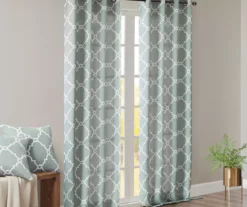 Sereno Fretwork Seafoam Light-Filtering Grommet Curtain Panel, (84") -DHP Sales Store 810518004 810518005 810518006 8 2