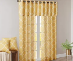 Sereno Fretwork Yellow Light-Filtering Grommet Curtain Panel, (84") -DHP Sales Store 810518008 810518009 810518010 10 2